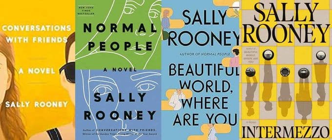 collage of sally rooney's novels