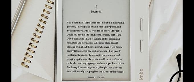 moby dick on a kobo ereader, one of the most difficult books to read
