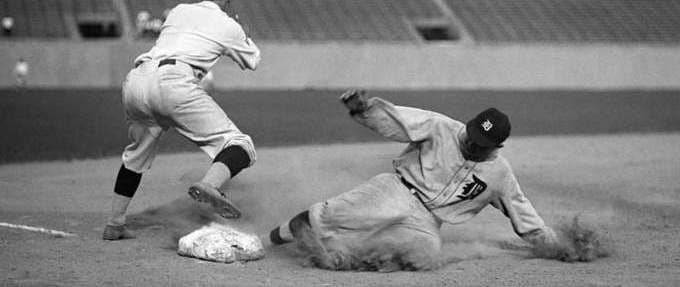 Ty Cobb sliding into a base best baseball books featured image