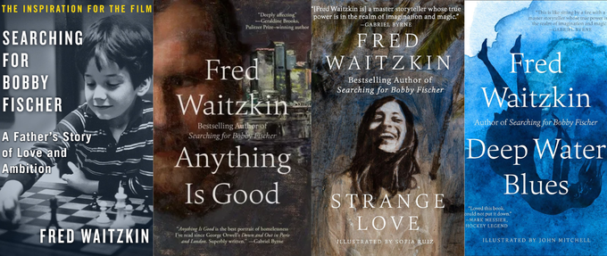 four fred waitzkin book covers next to each other.