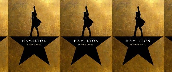 the playbill for hamilton, a musical based on a book