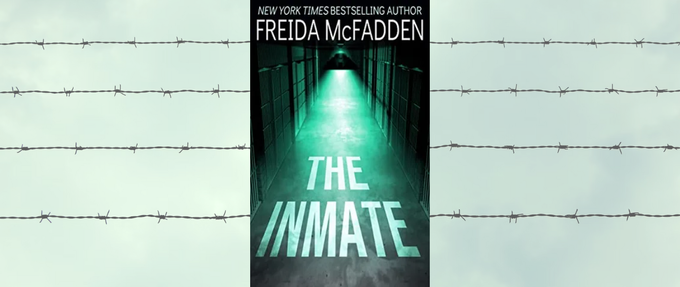 the inmate book cover with a chain link background