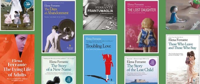 collage of elena ferrante books
